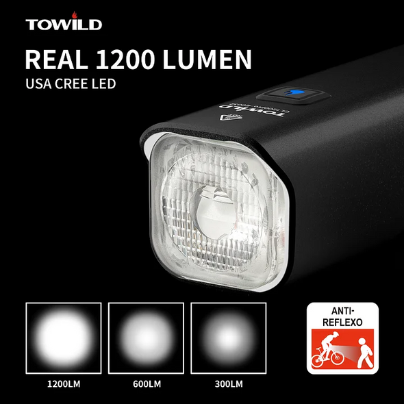 Luz de bicicleta recargable de alto brillo Towild CL1200 Lumen 